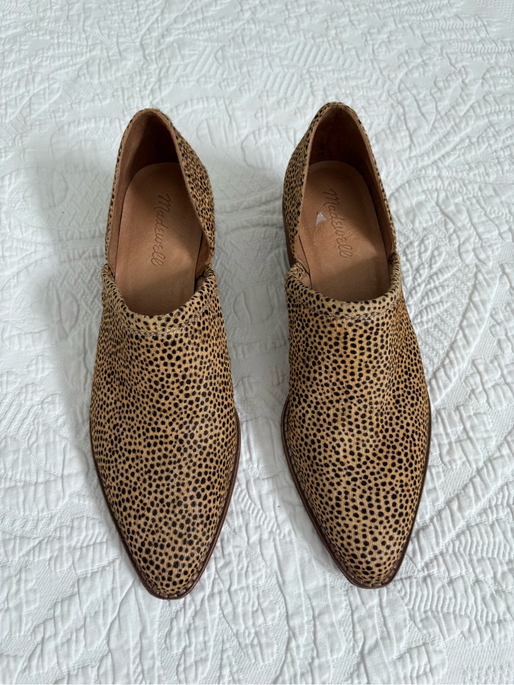 Madewell Brady low cut bootie Tan Cheetah Leather ankle boots heels size 8.5